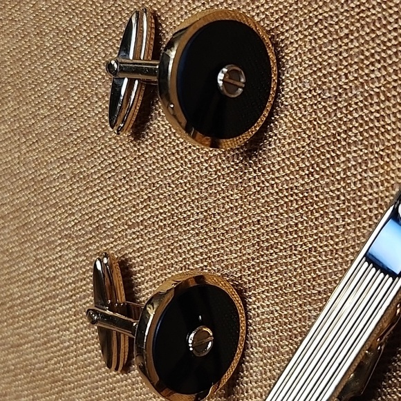 Dunhill cufflinks set Authentic gold plated with black enamel - Picture 7 of 14